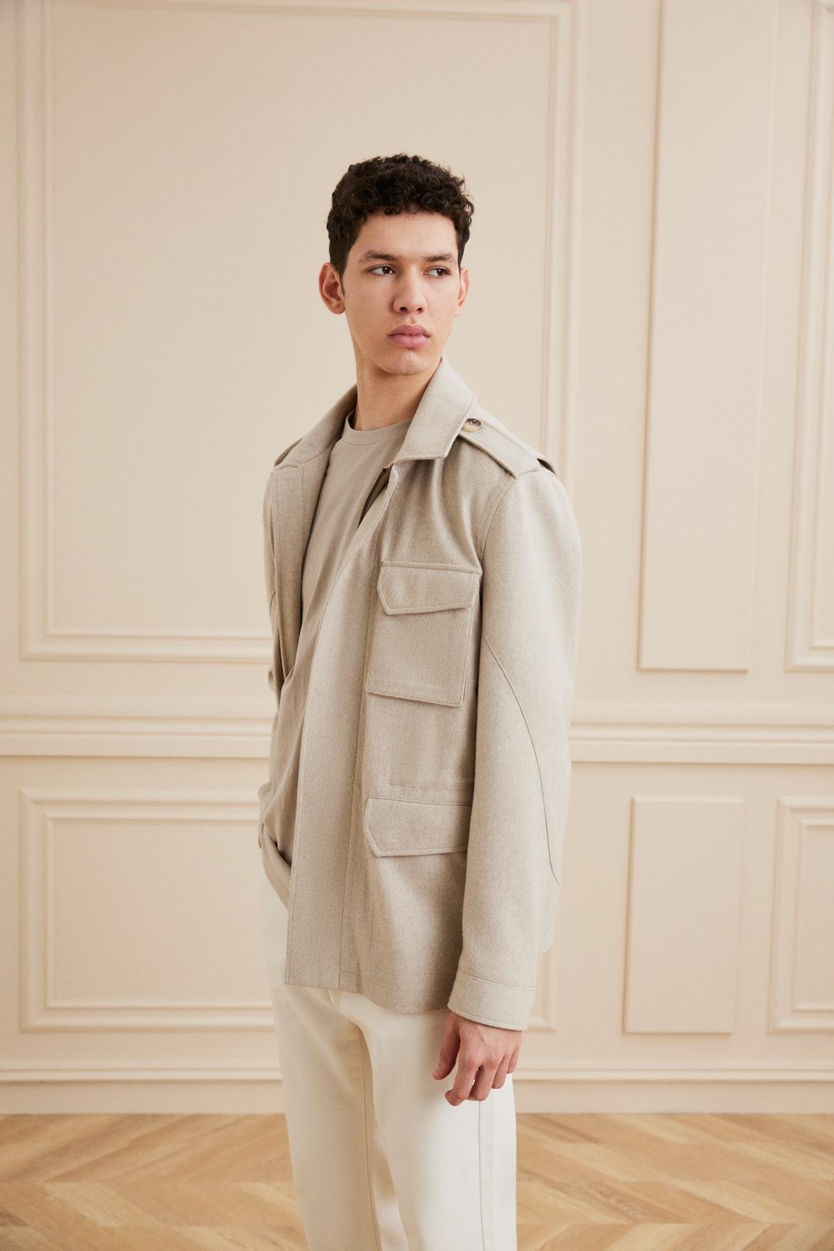 Shaky Men's Marini Industrie Spa 100% Cashmere Fabric Jacket Beige