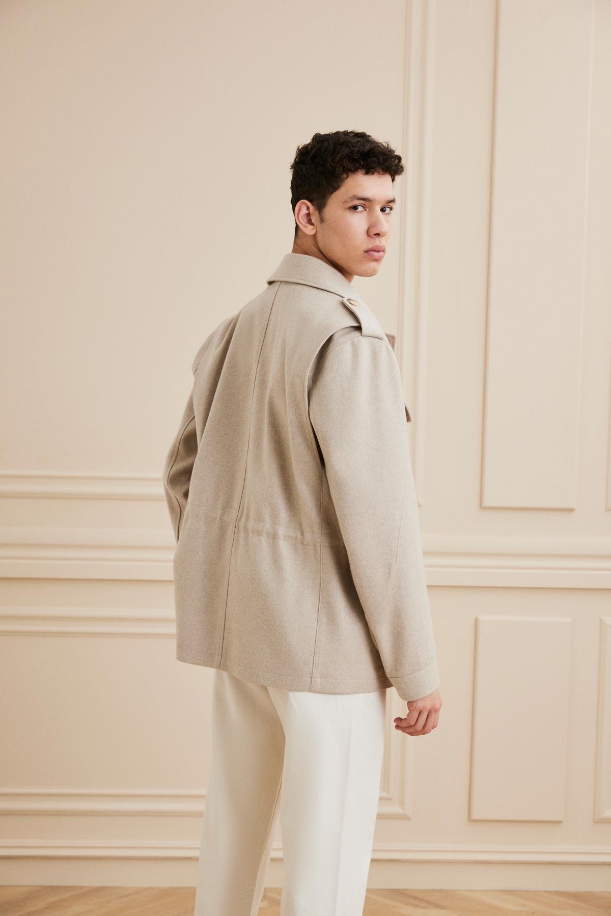 Shaky Men's Marini Industrie Spa 100% Cashmere Fabric Jacket Beige