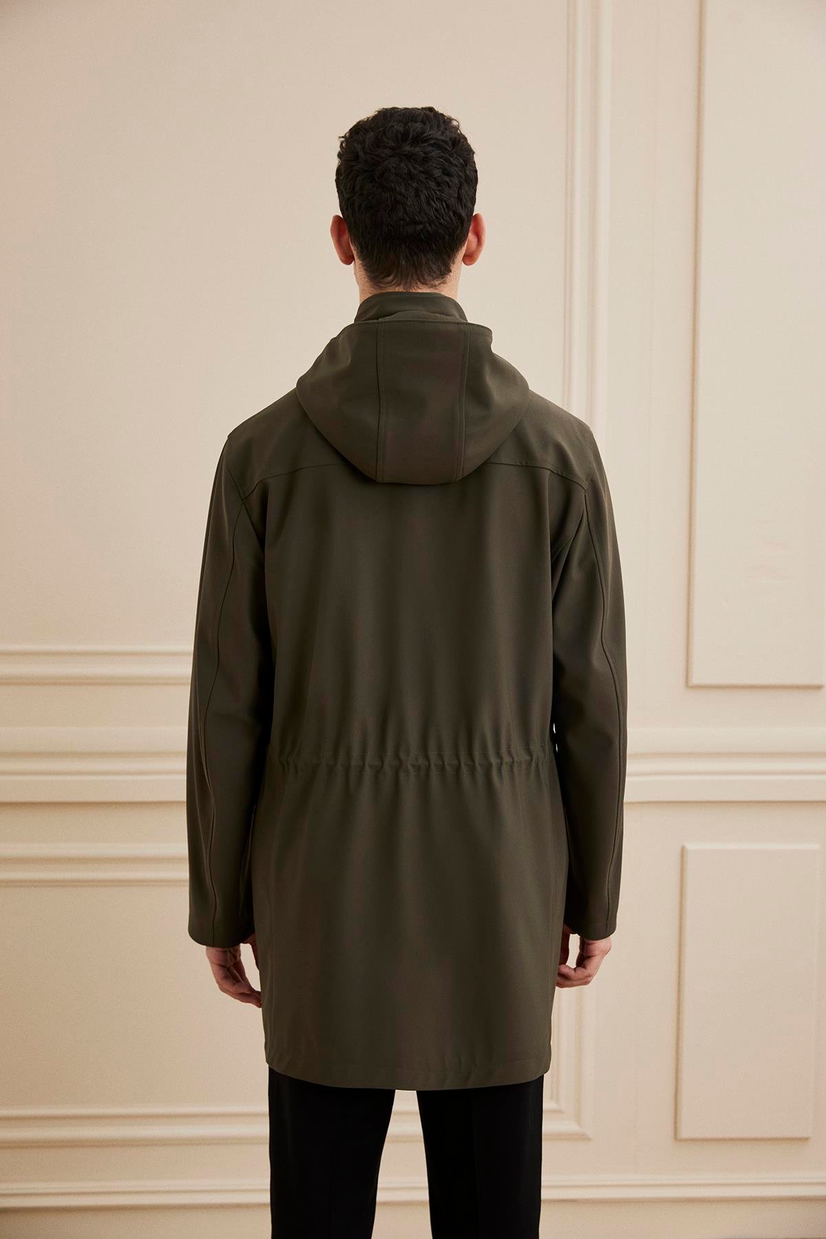 Shaky Men's Textile 100% Polyester Fabric Short Coat Khaki Green