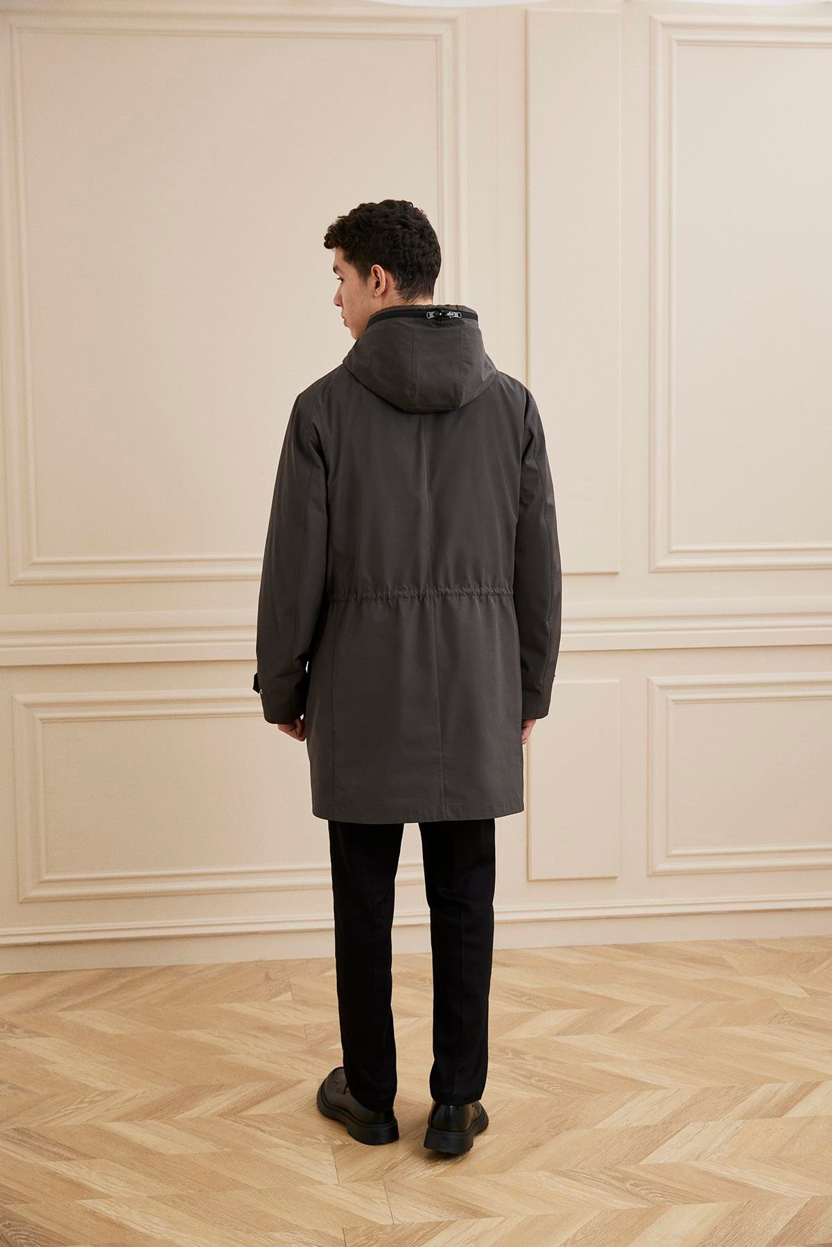 Shaky Men's Textile 100% Polyester Fabric Short Coat Dark Brown