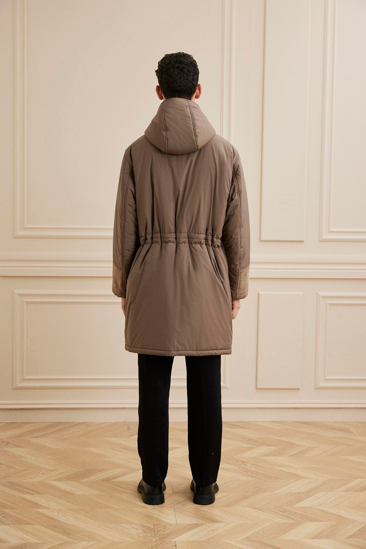 Shaky Men's Textile 100% Polyester Fabric Short Coat Mink Color