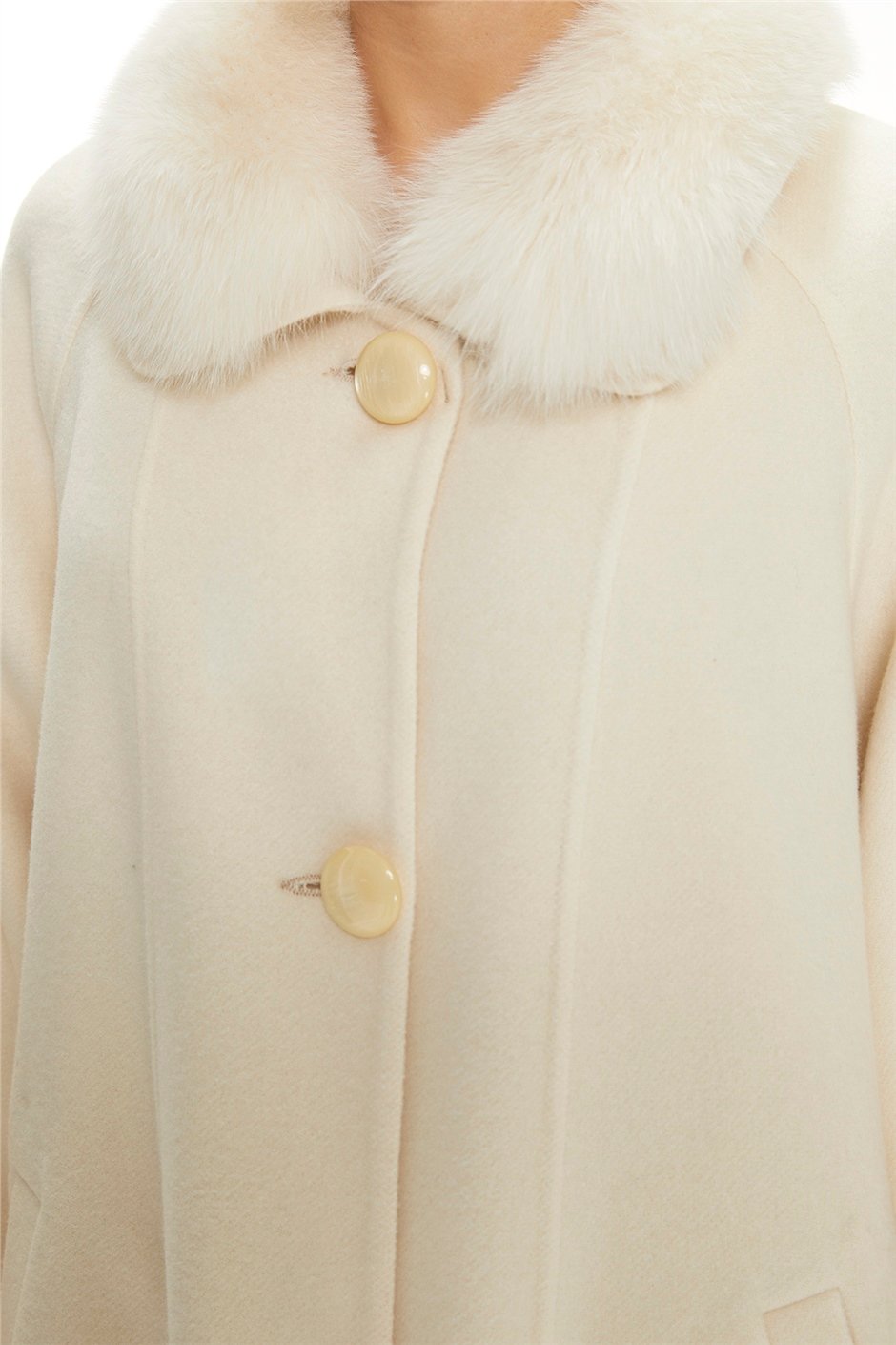 Shaky Women's Cashmere Coat with Fox trimming