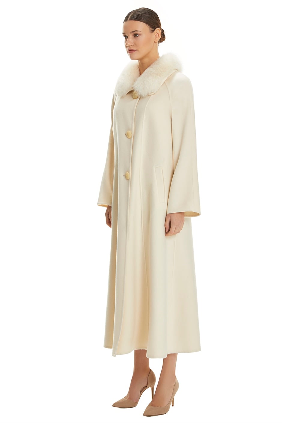 Shaky Women's Cashmere Coat with Fox trimming