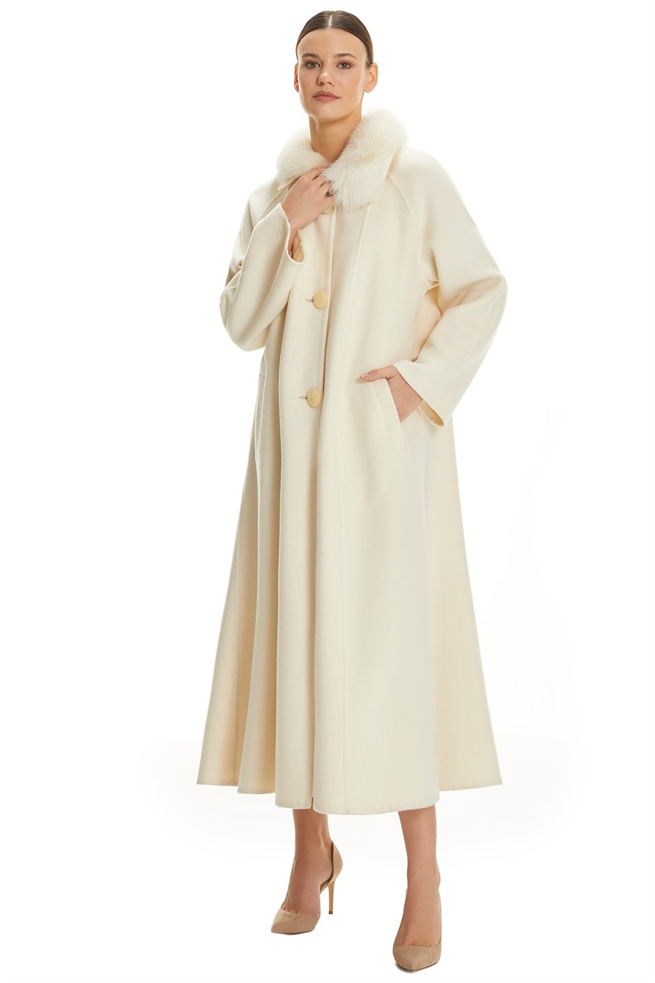 Shaky Women's Cashmere Coat with Fox trimming