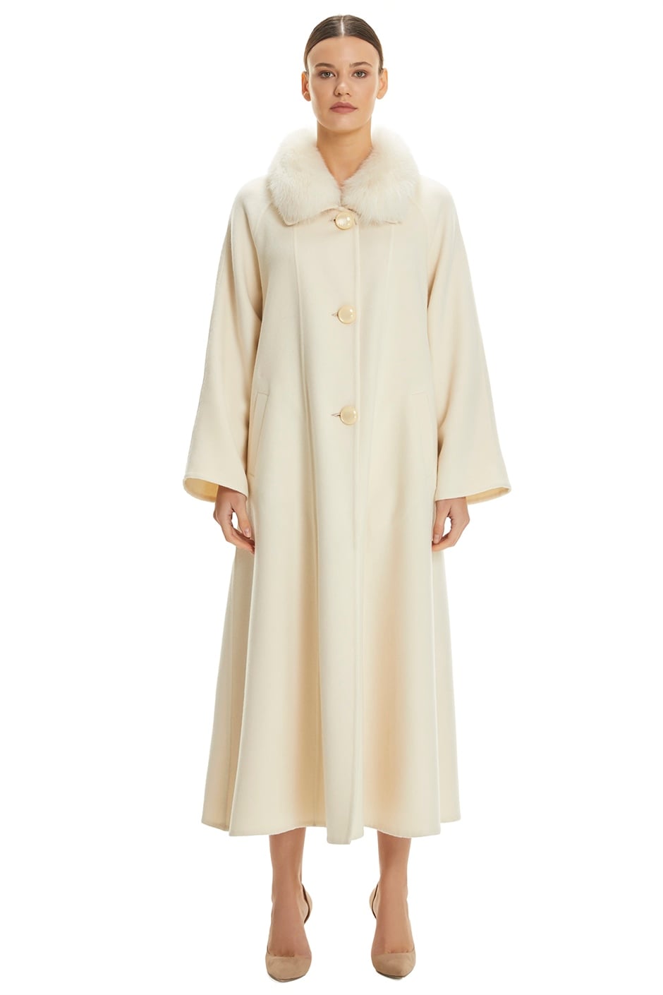 Shaky Women's Cashmere Coat with Fox trimming