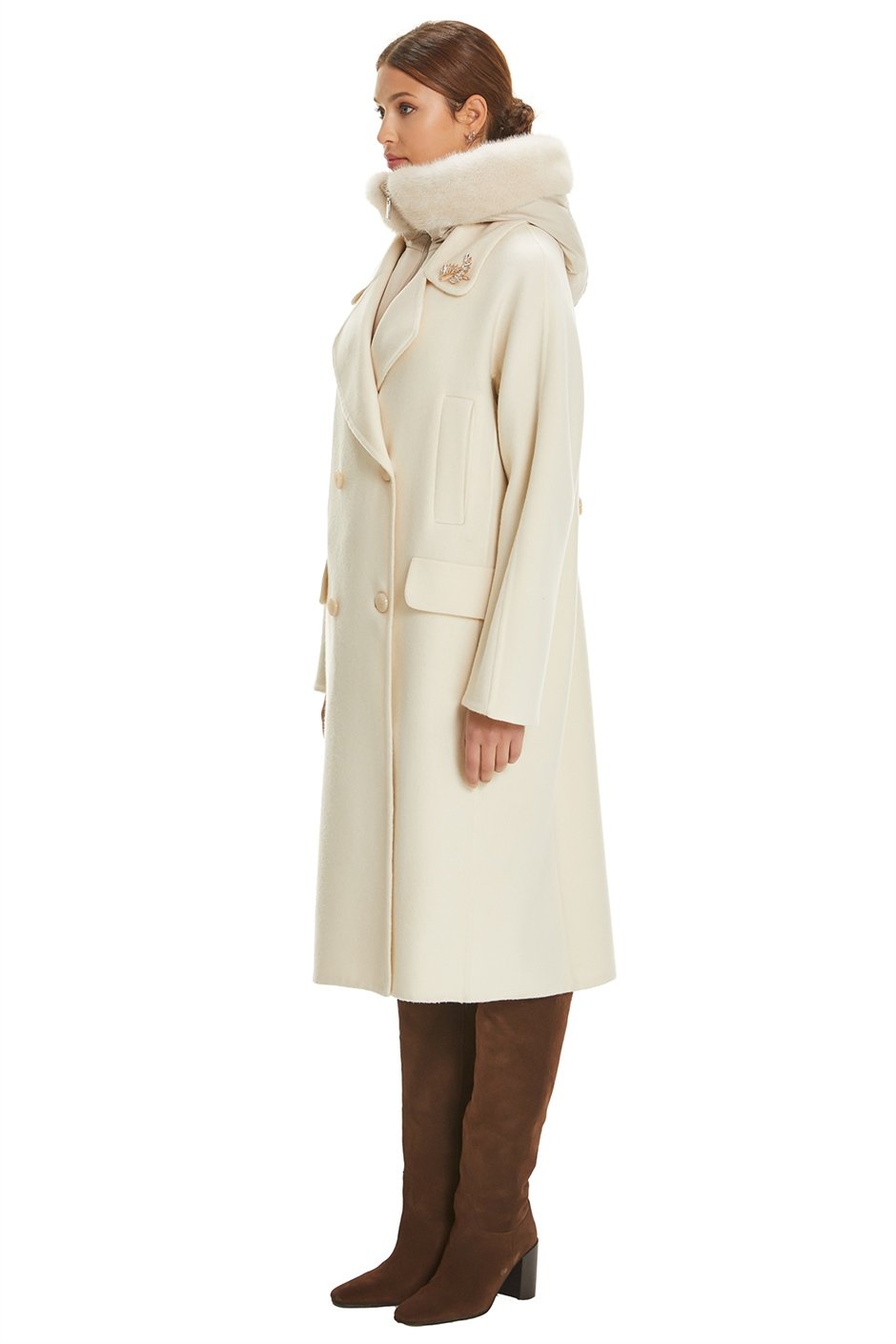 Shaky Women's Cashmere Coat with Mink trimming