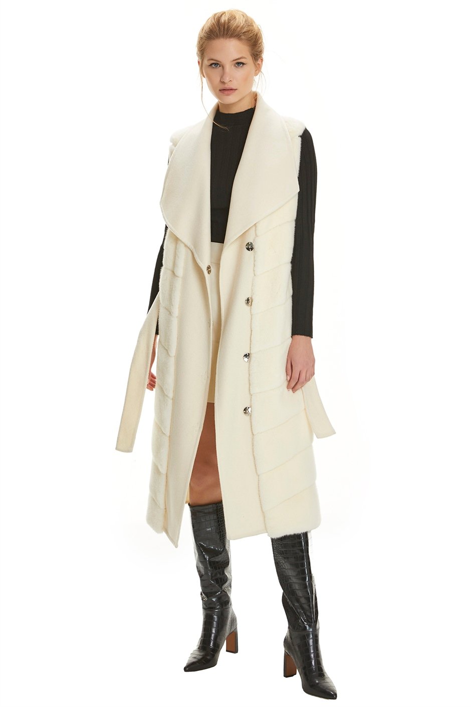 Shaky Women's Cashmere Waistcoat with Mink trimming