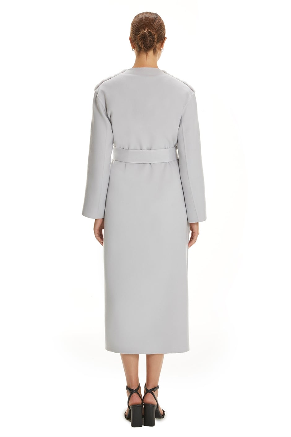Shaky Women's Isea 95% Wool 5% Cashmere Fabric Coat with Mink trimming