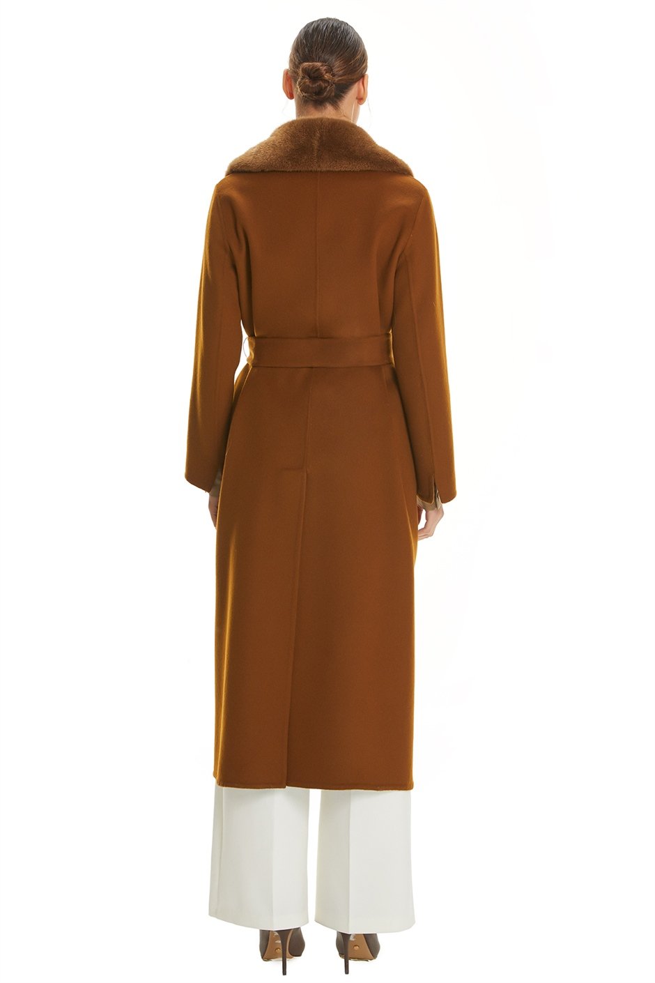 Shaky Women's Isea 95% Wool 5% Cashmere Fabric Coat with Mink trimming
