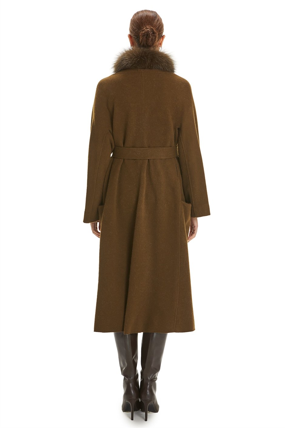 Shaky Women's Knitted Coat with Fox trimming