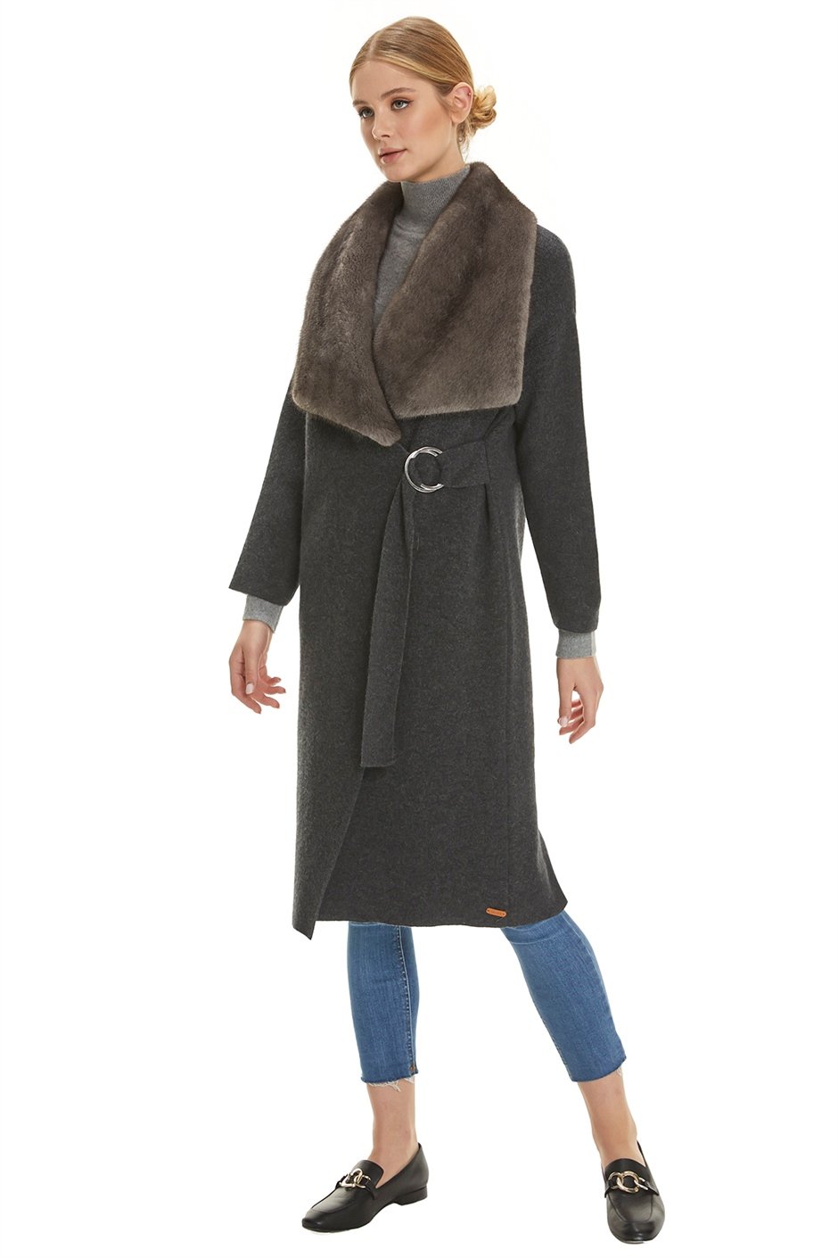 Shaky Women's Knitted Coat with Mink trimming