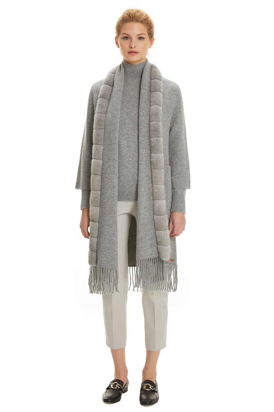 Shaky Women's Knitted Coat with Mink trimming