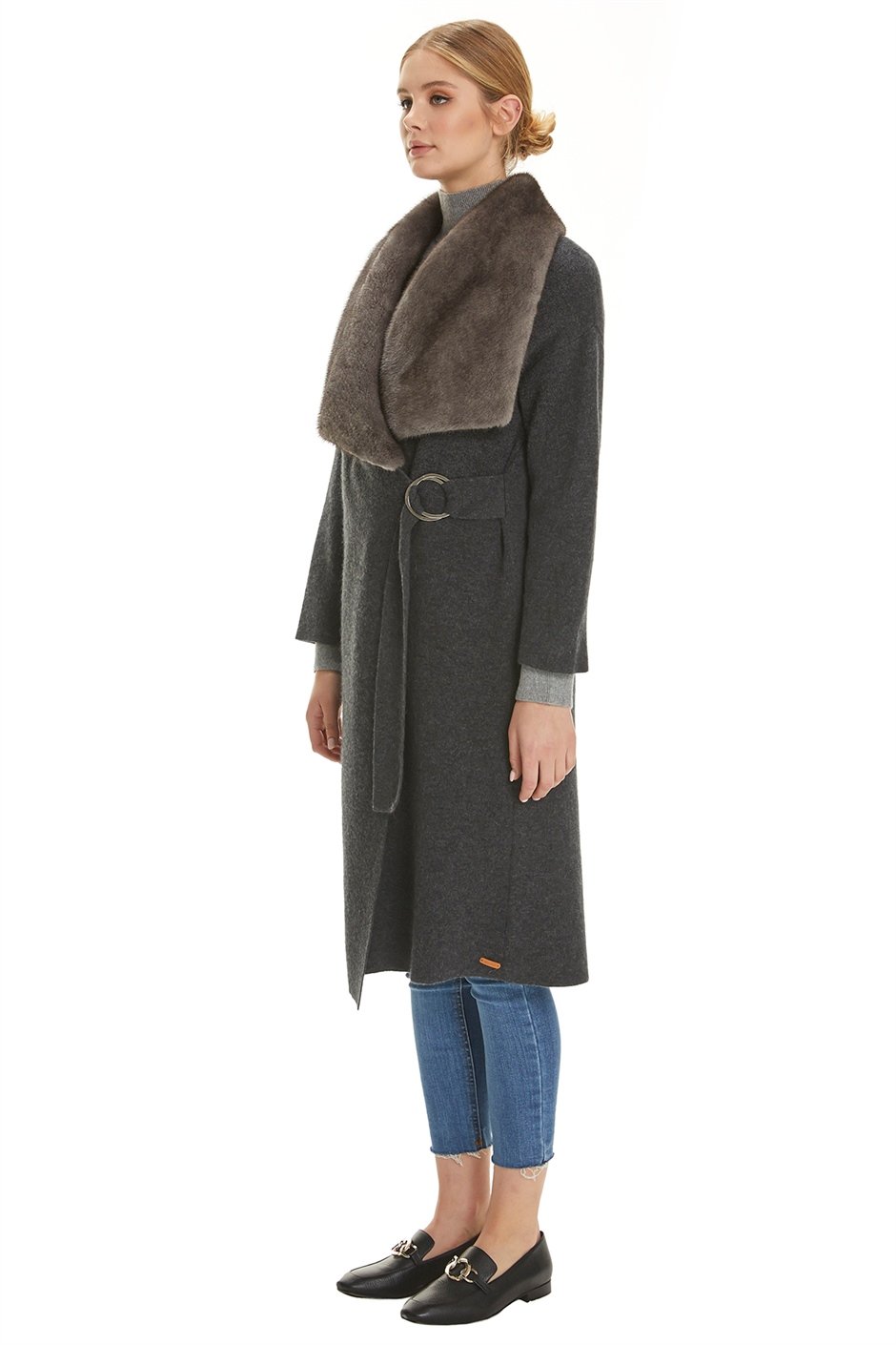 Shaky Women's Knitted Coat with Mink trimming