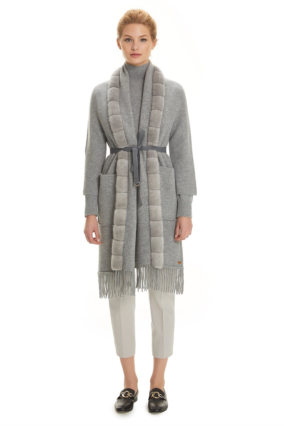 Shaky Women's Knitted Coat with Mink trimming