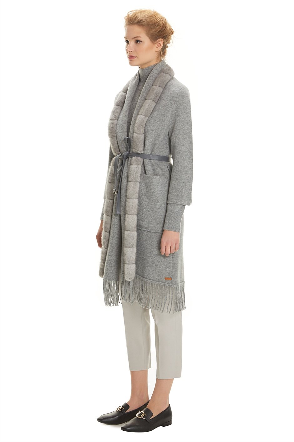 Shaky Women's Knitted Coat with Mink trimming