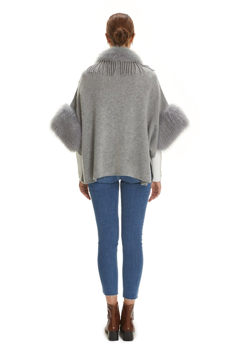 Shaky Women's Knitted Jacket with Fox trimming