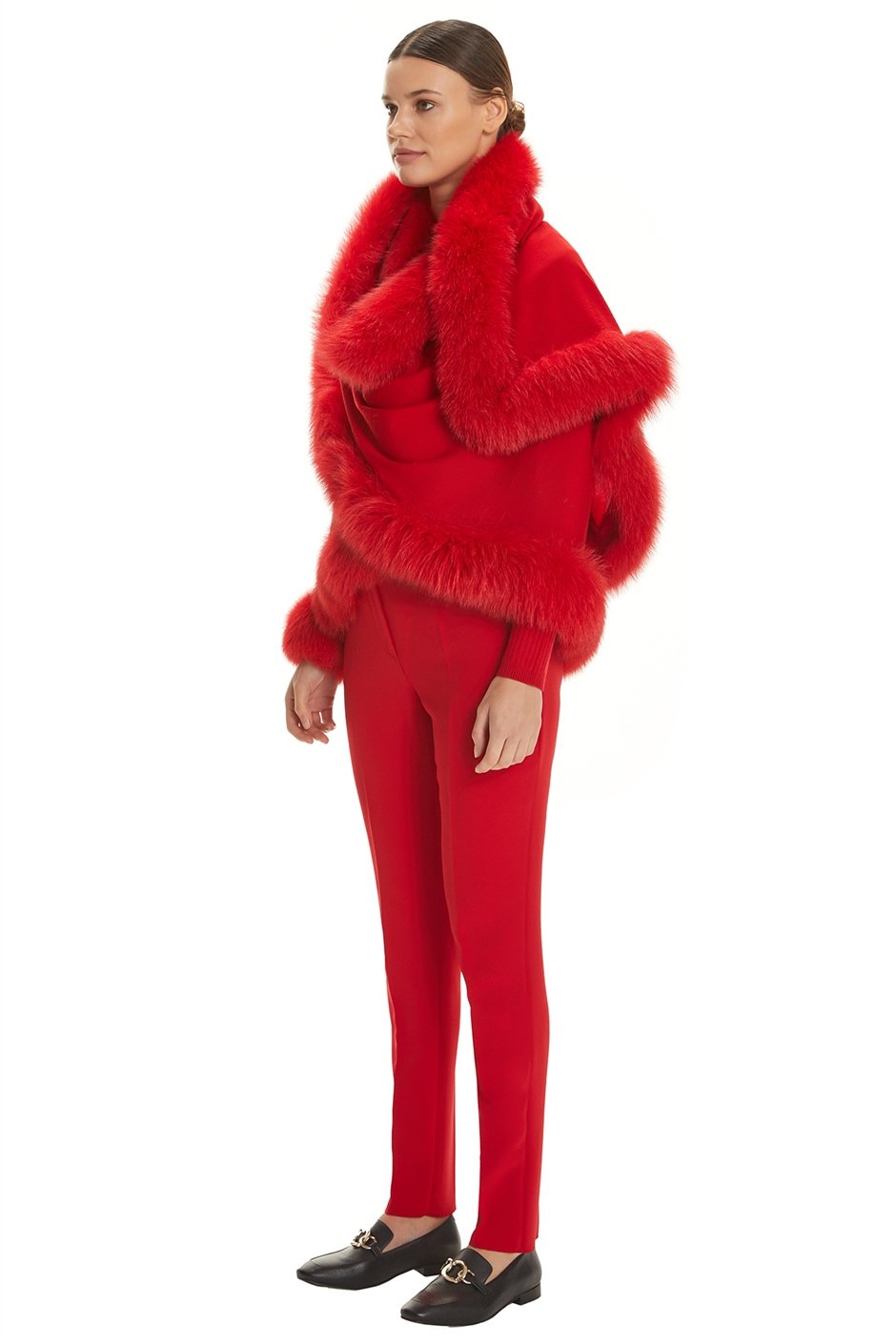 Shaky Women's Knitted Scarf with Fox trimming