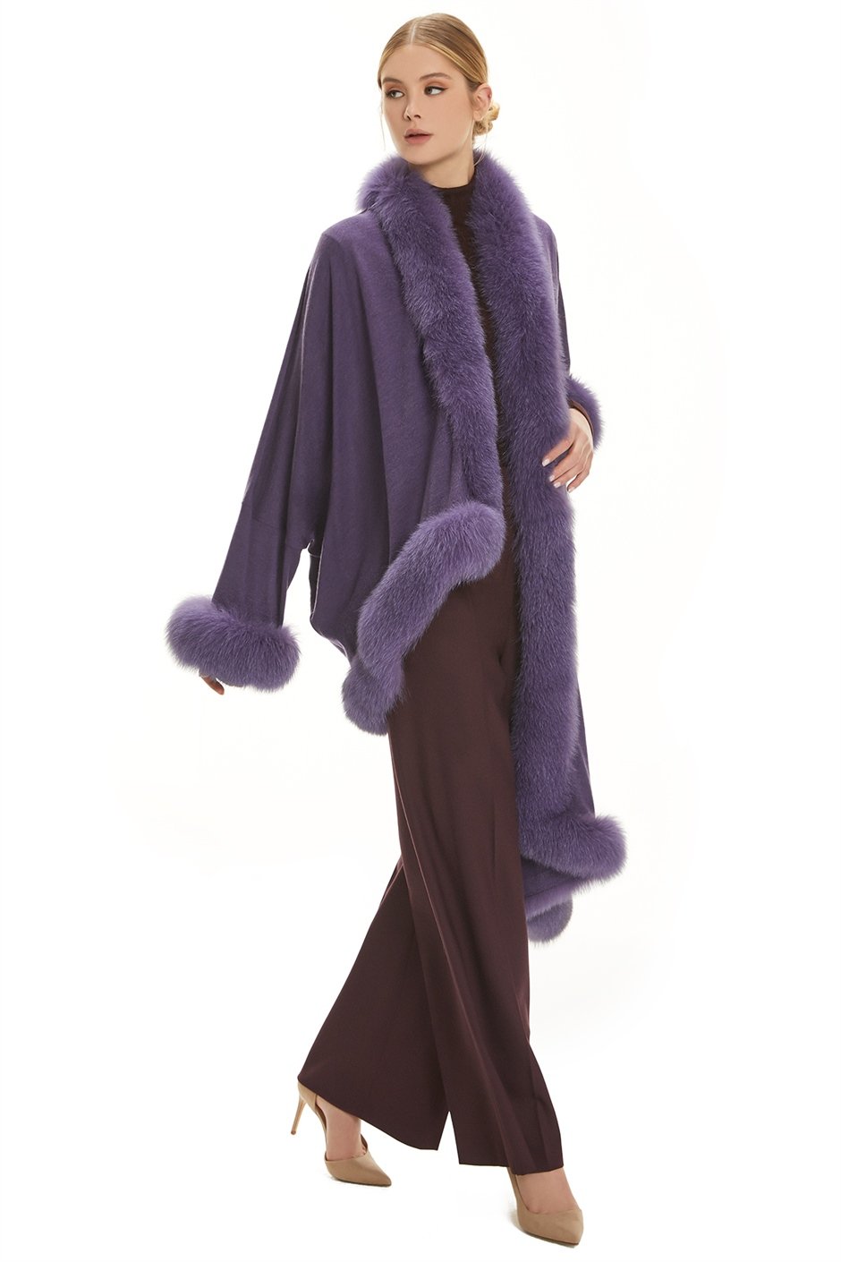 Shaky Women's Knitted Scarf with Fox trimming