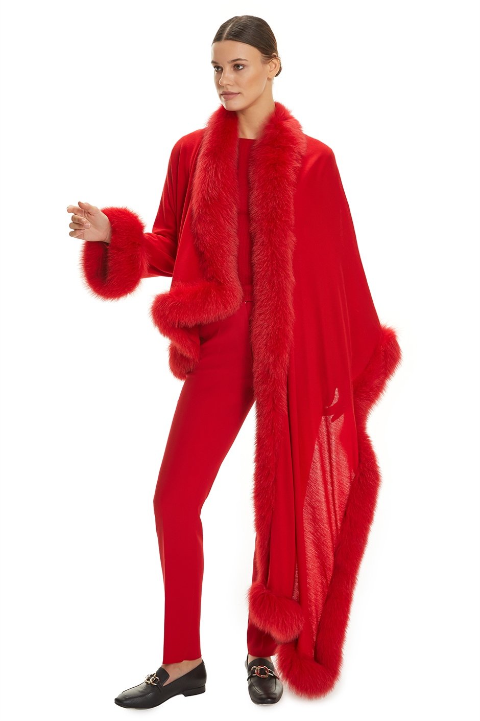 Shaky Women's Knitted Scarf with Fox trimming