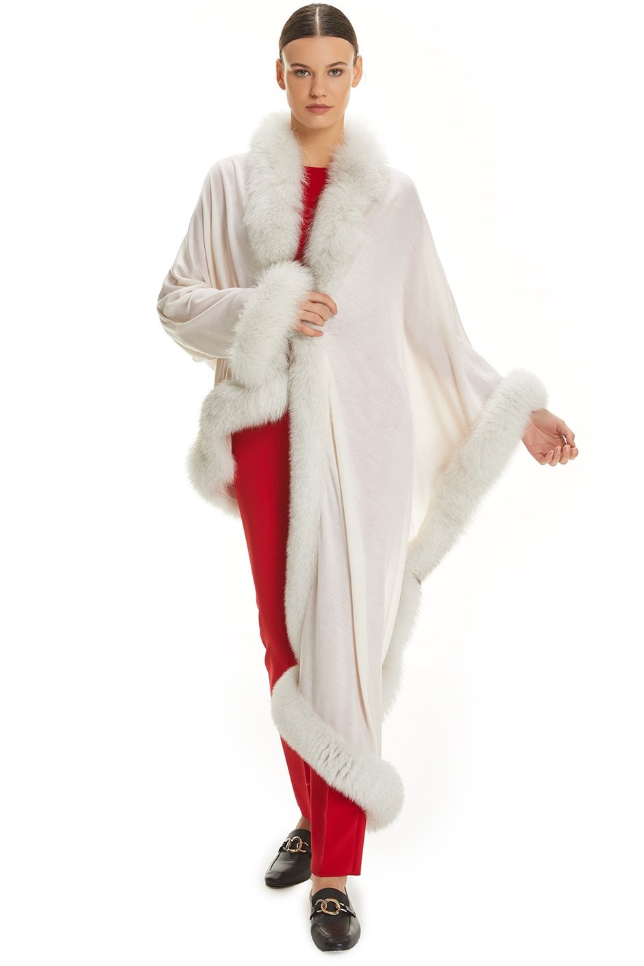 Shaky Women's Knitted Scarf with Fox trimming