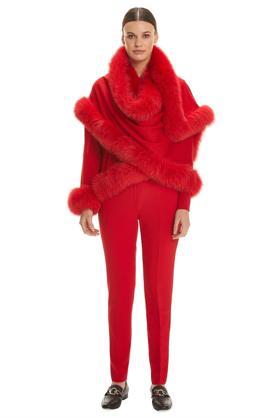 Shaky Women's Knitted Scarf with Fox trimming