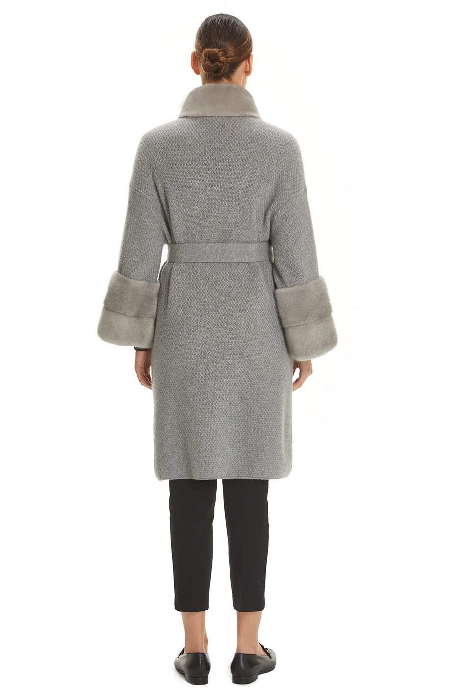 Shaky Women's Knitted Short Coat with Mink trimming