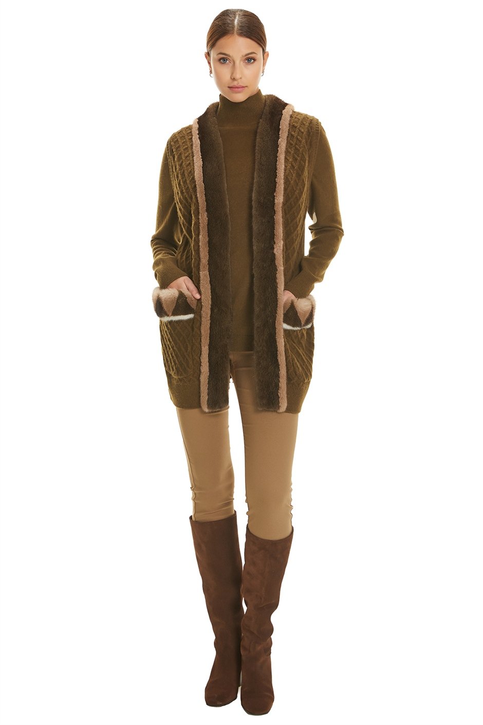 Shaky Women's Knitted Waistcoat and Sweater with Mink trimming
