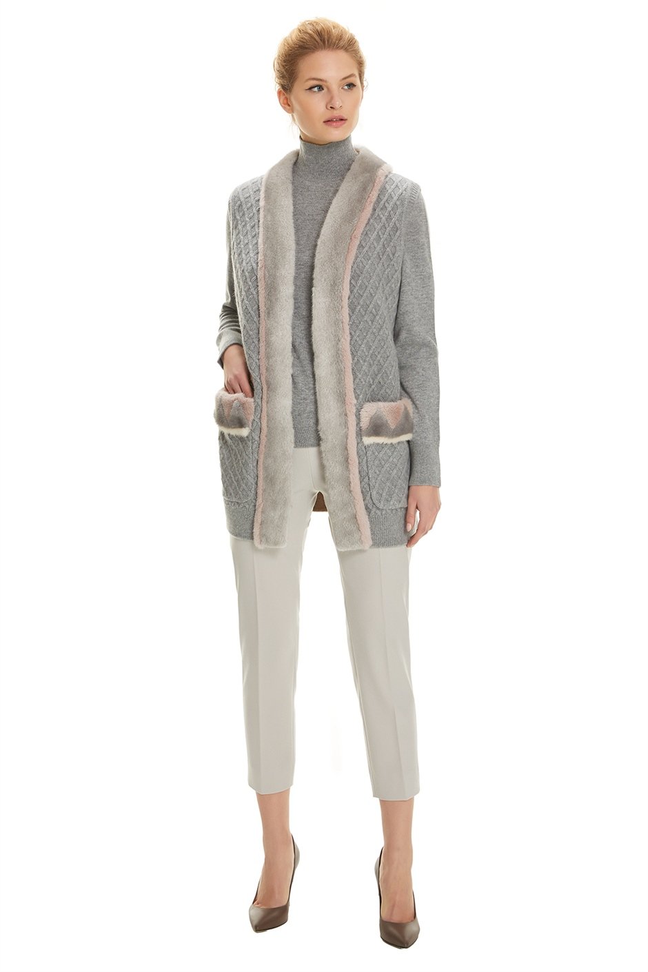 Shaky Women's Knitted Waistcoat and Sweater with Mink trimming