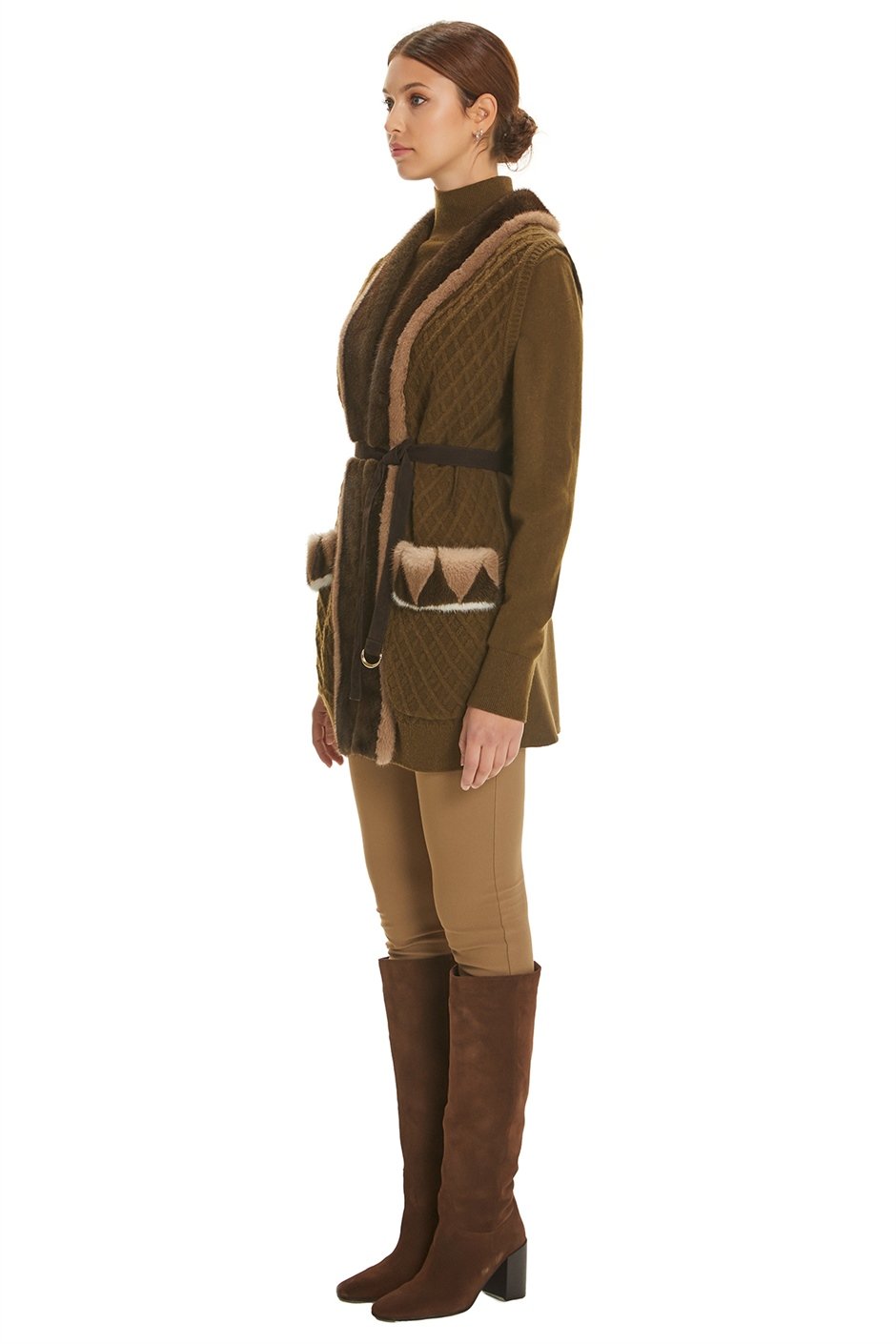 Shaky Women's Knitted Waistcoat and Sweater with Mink trimming