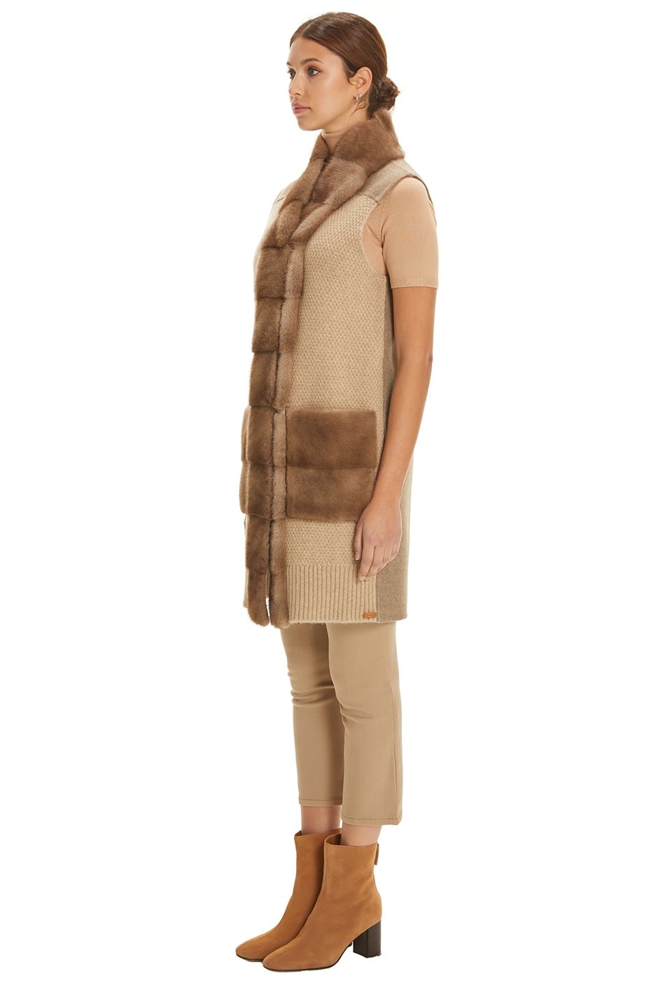 Shaky Women's Knitted Waistcoat with Mink trimming