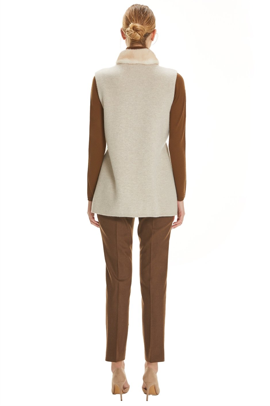 Shaky Women's Knitted Waistcoat with Mink trimming