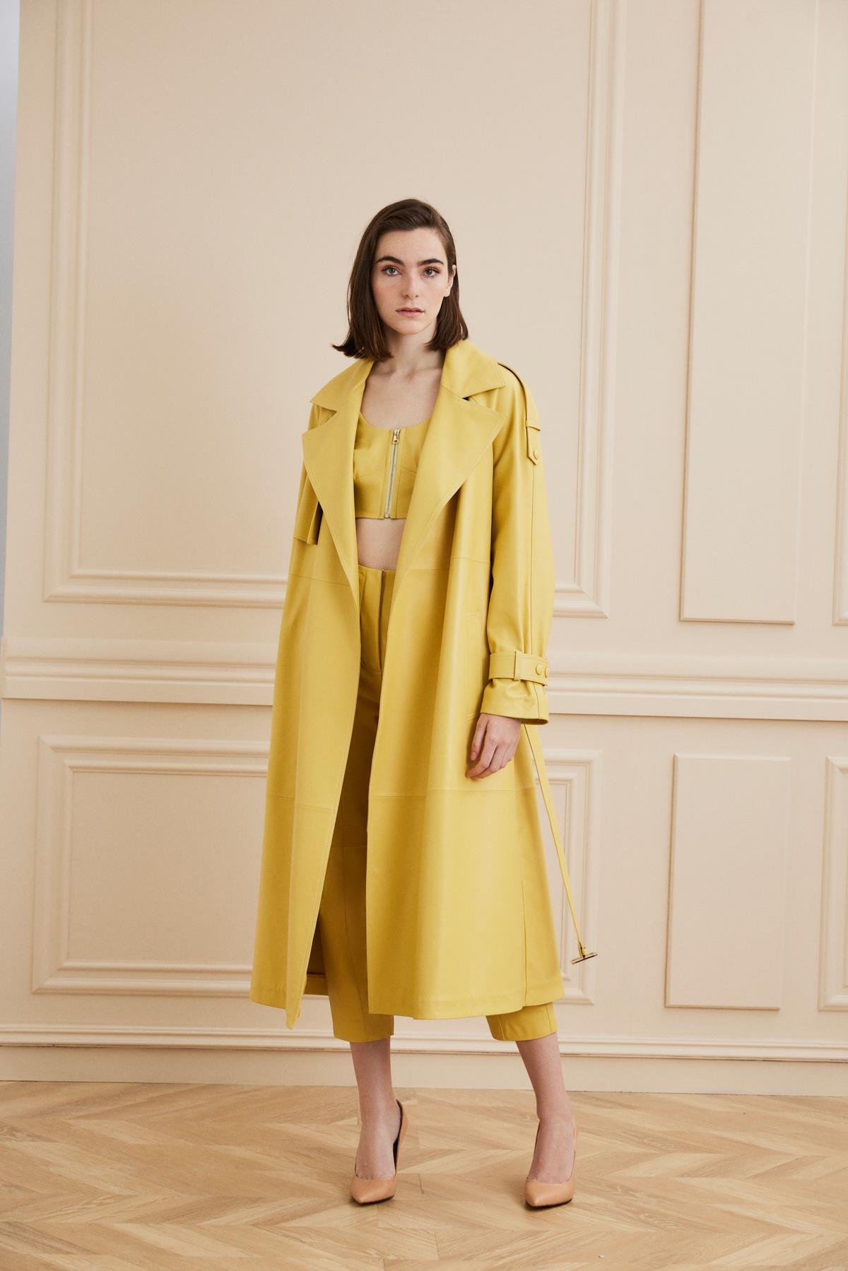 Shaky Women's Leather Coat Lemon Drop