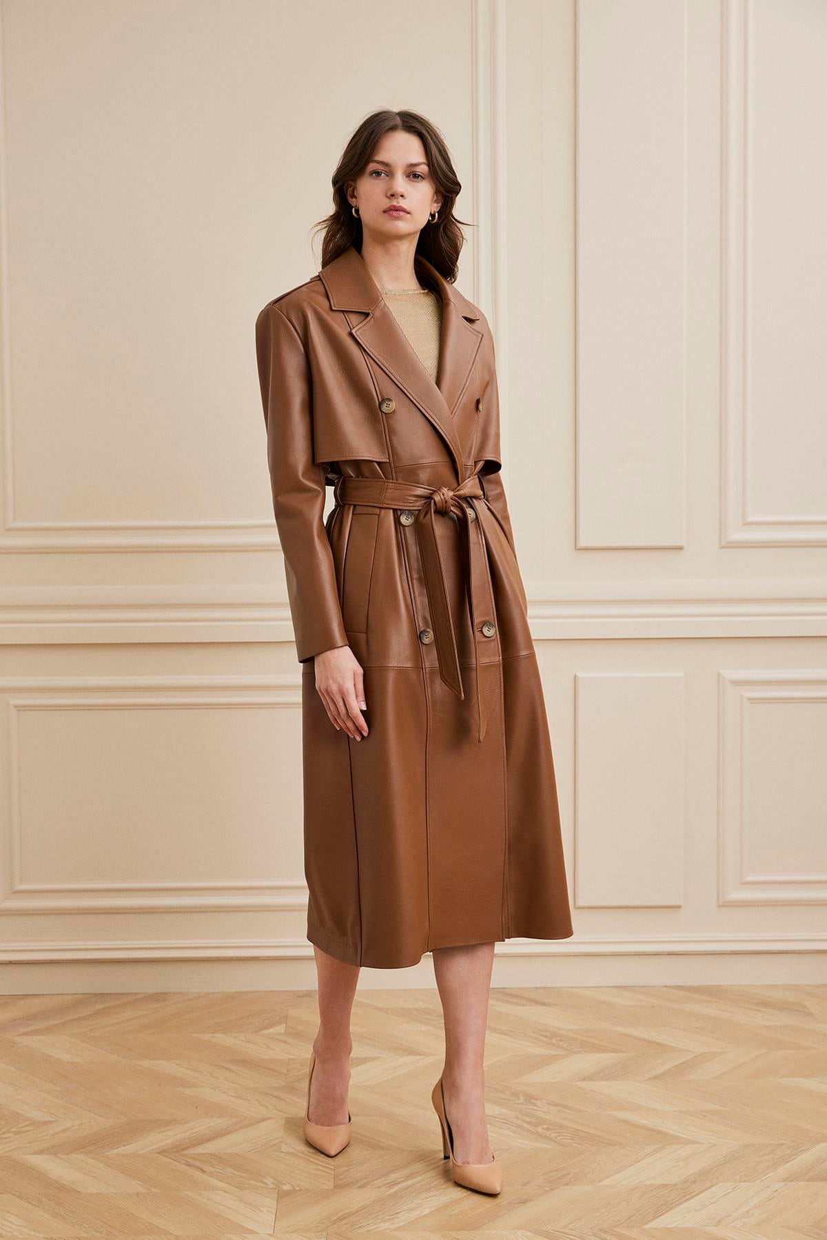 Shaky Women's Leather Coat Light Brown