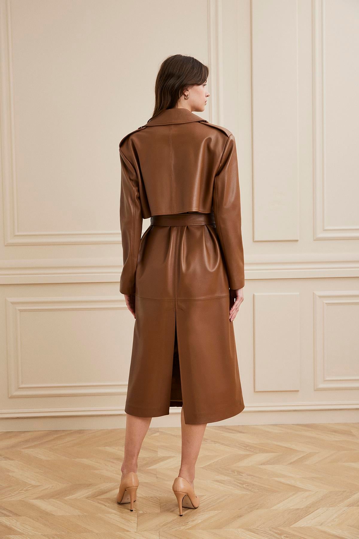 Shaky Women's Leather Coat Light Brown