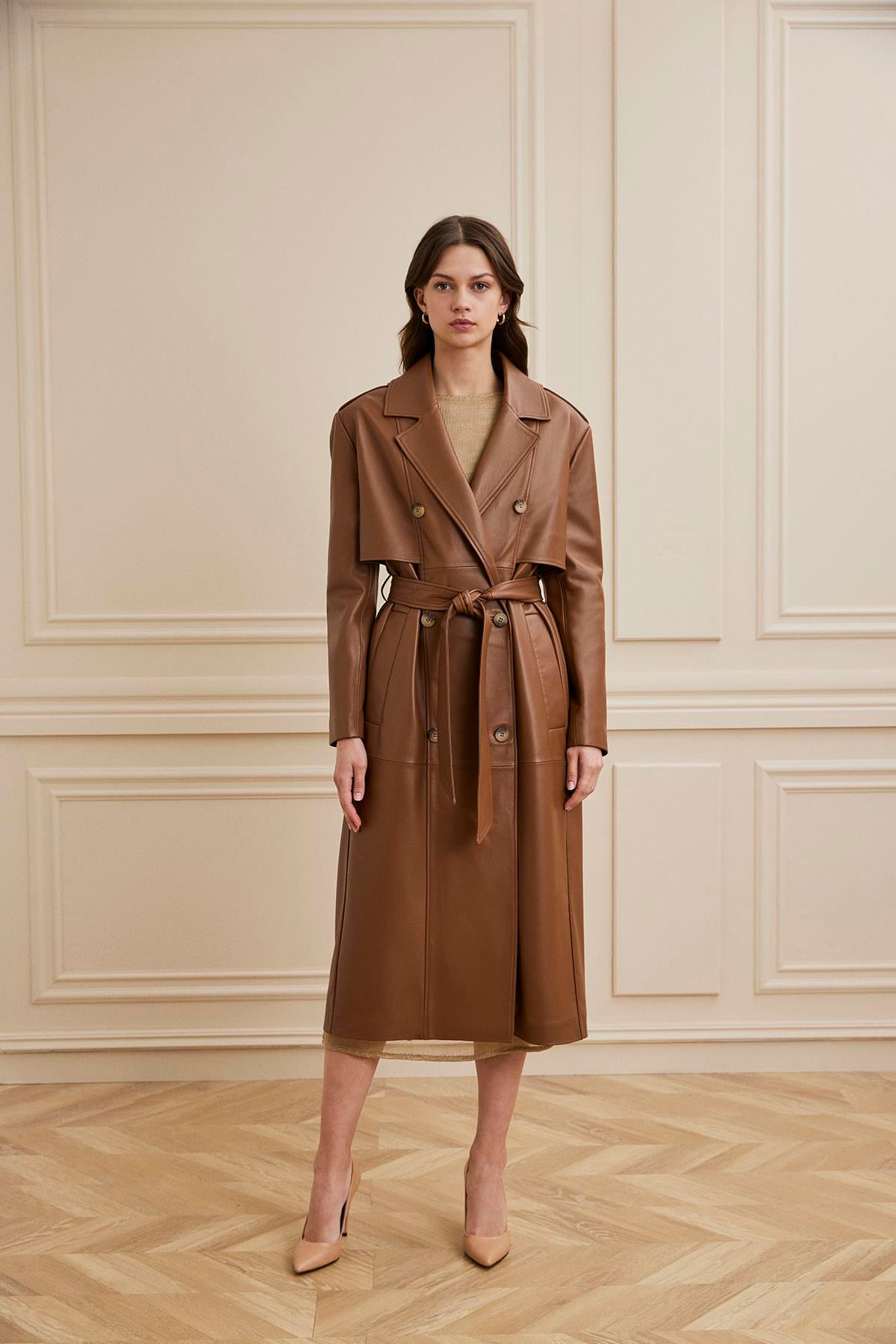 Shaky Women's Leather Coat Light Brown