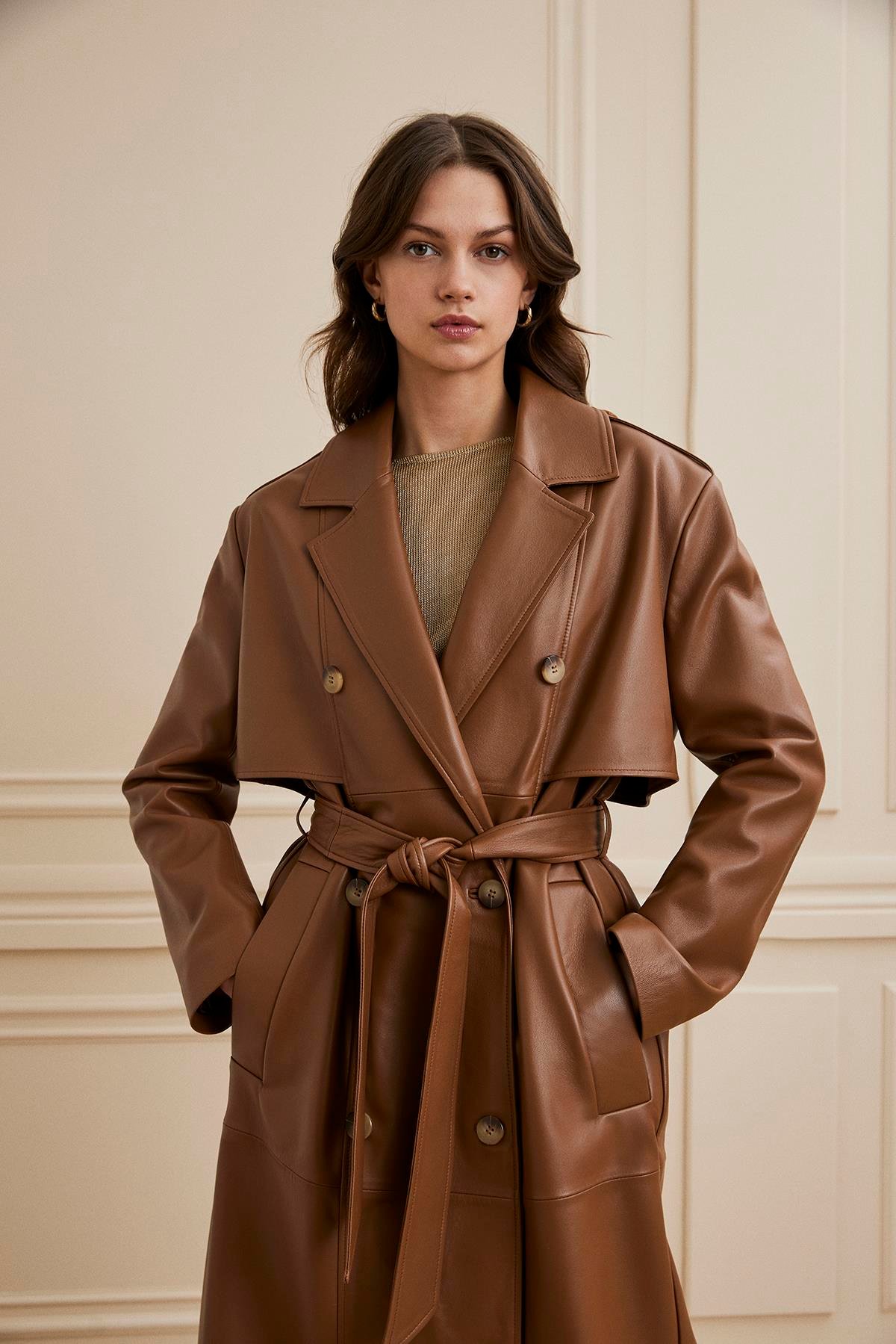 Shaky Women's Leather Coat Light Brown
