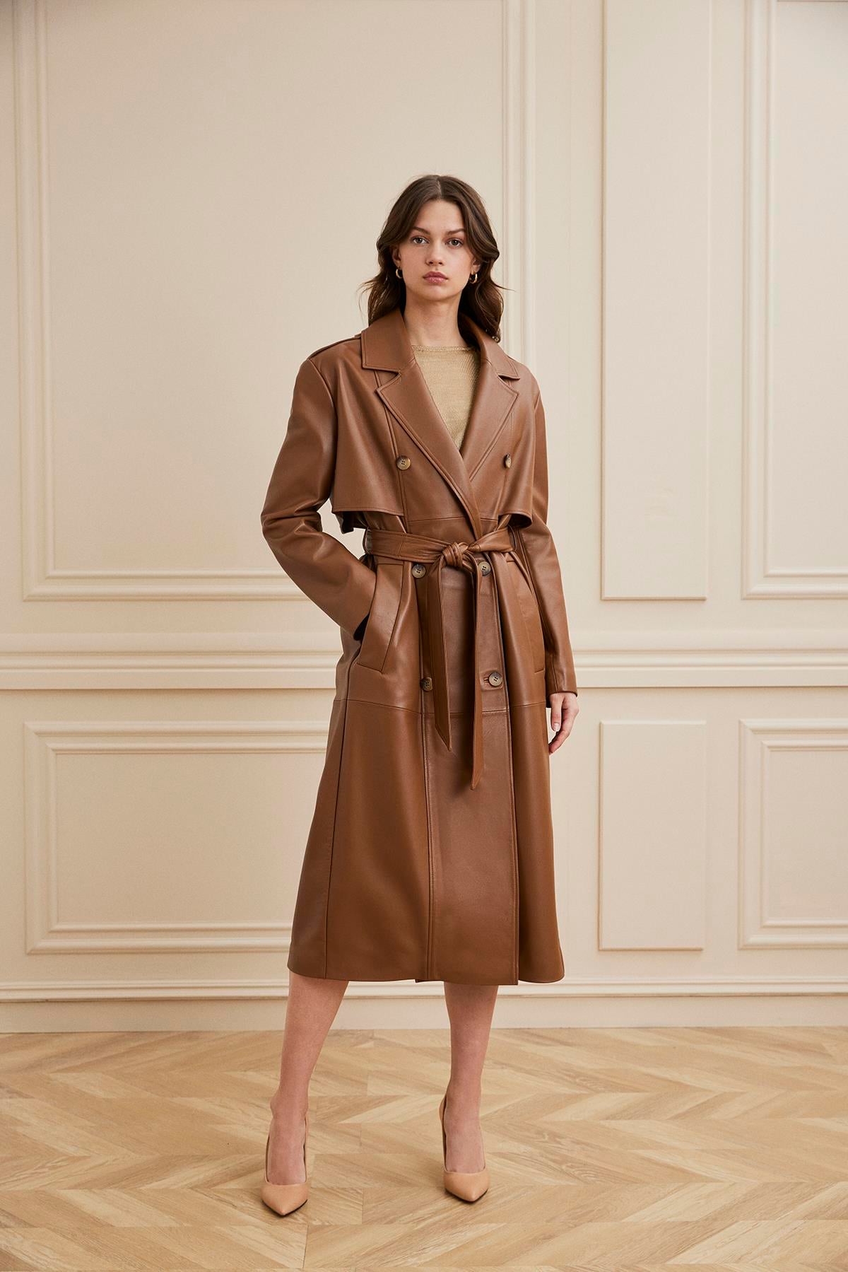 Shaky Women's Leather Coat Light Brown