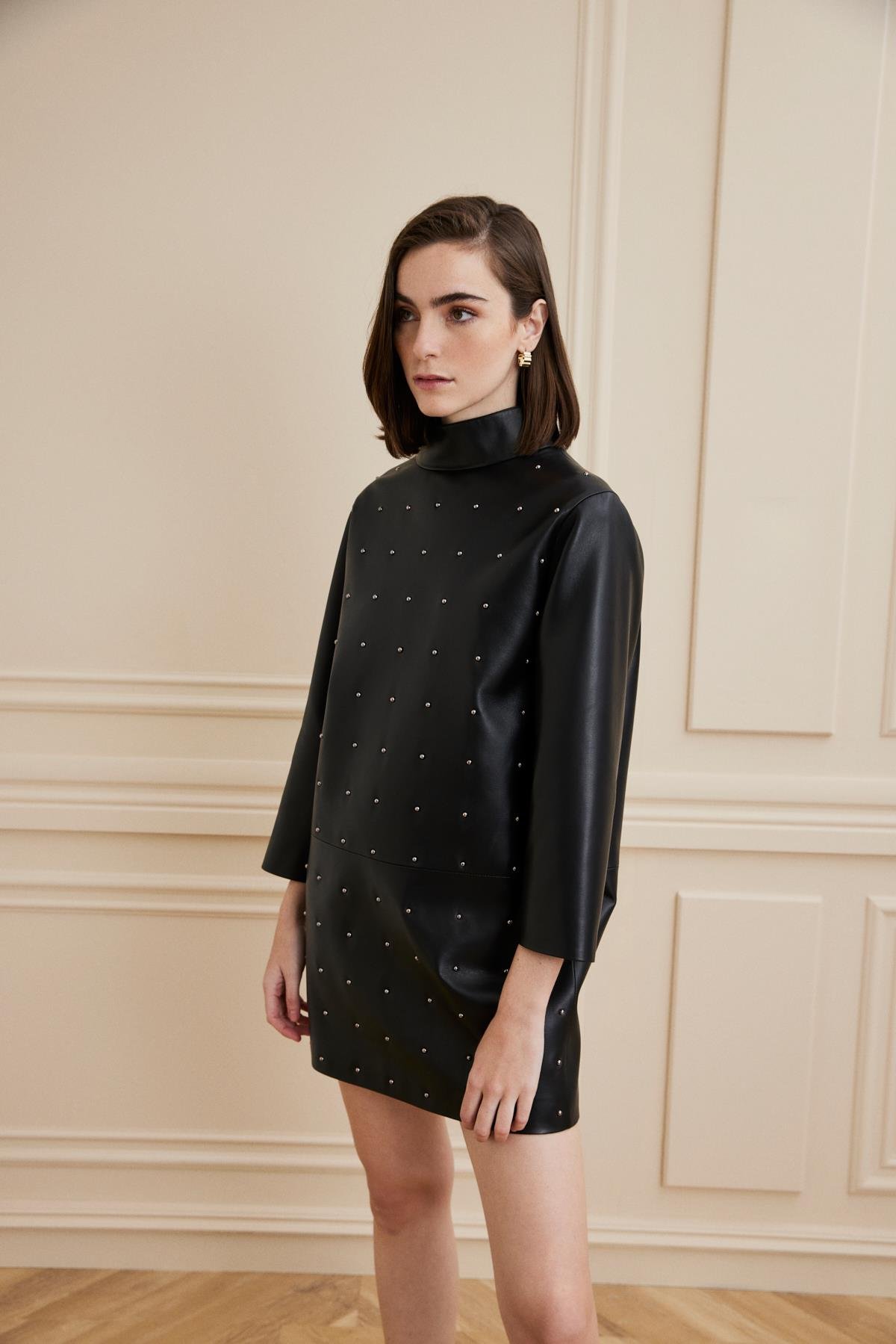 Shaky Women's Leather Dress Black