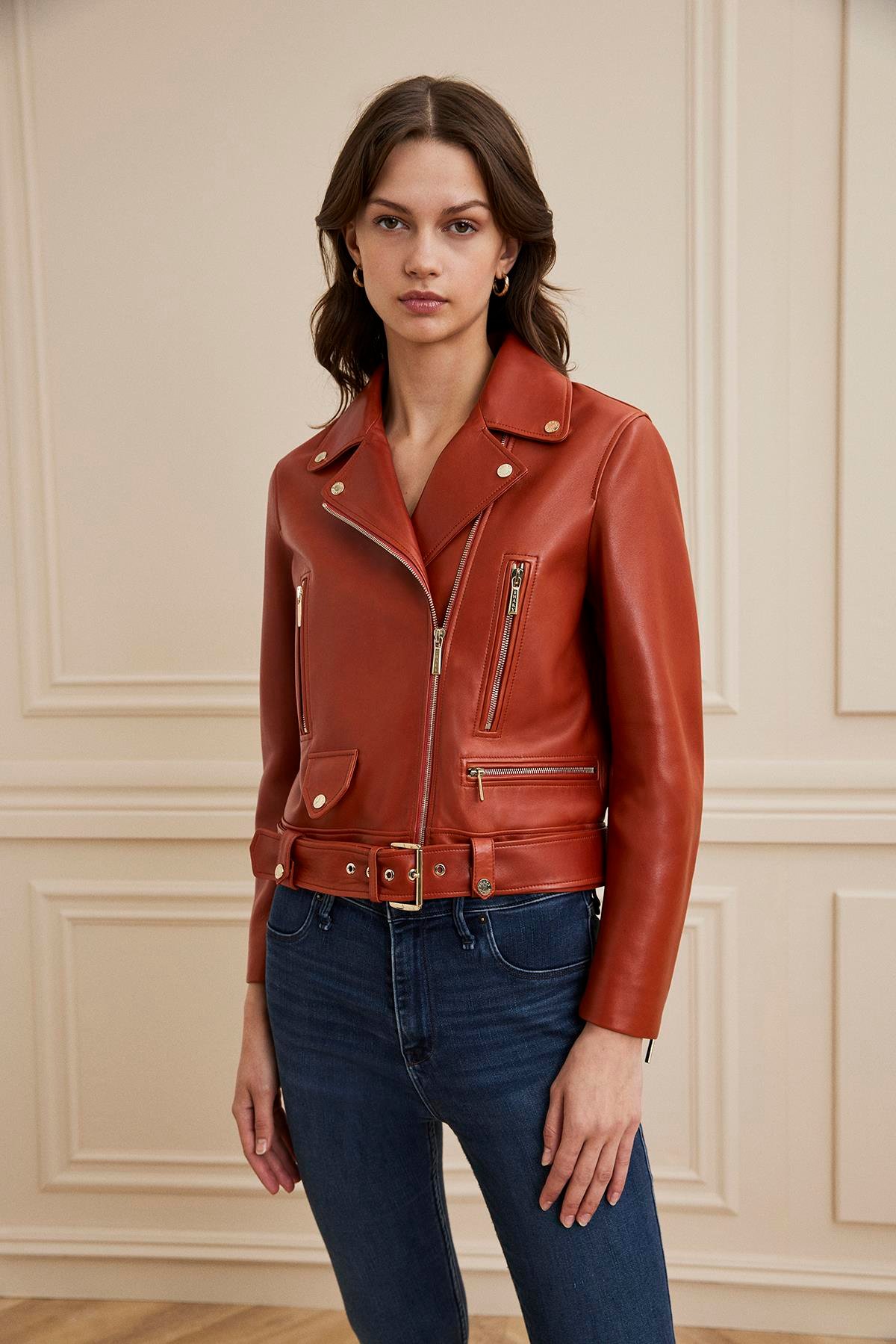 Shaky Women's Leather Jacket Brick Color
