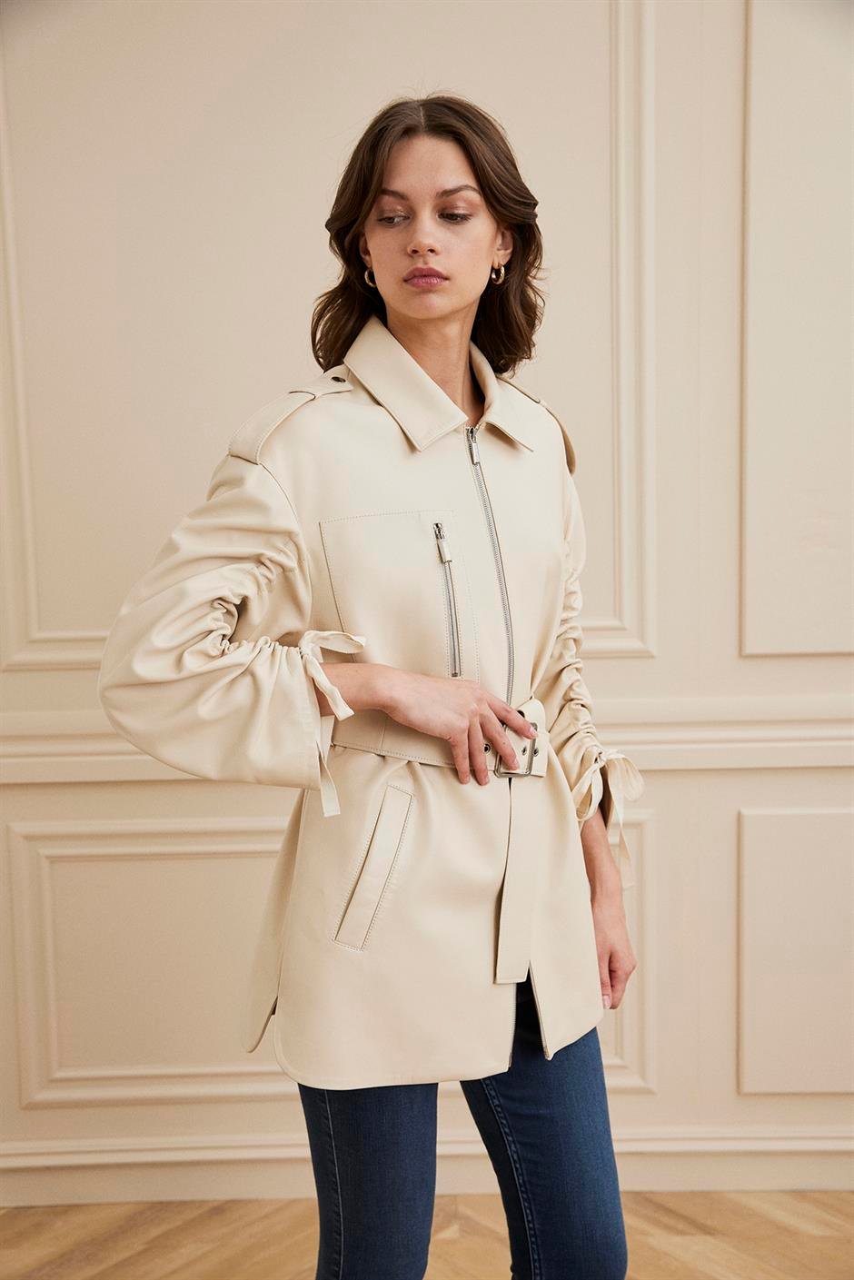 Shaky Women's Leather Jacket Milk