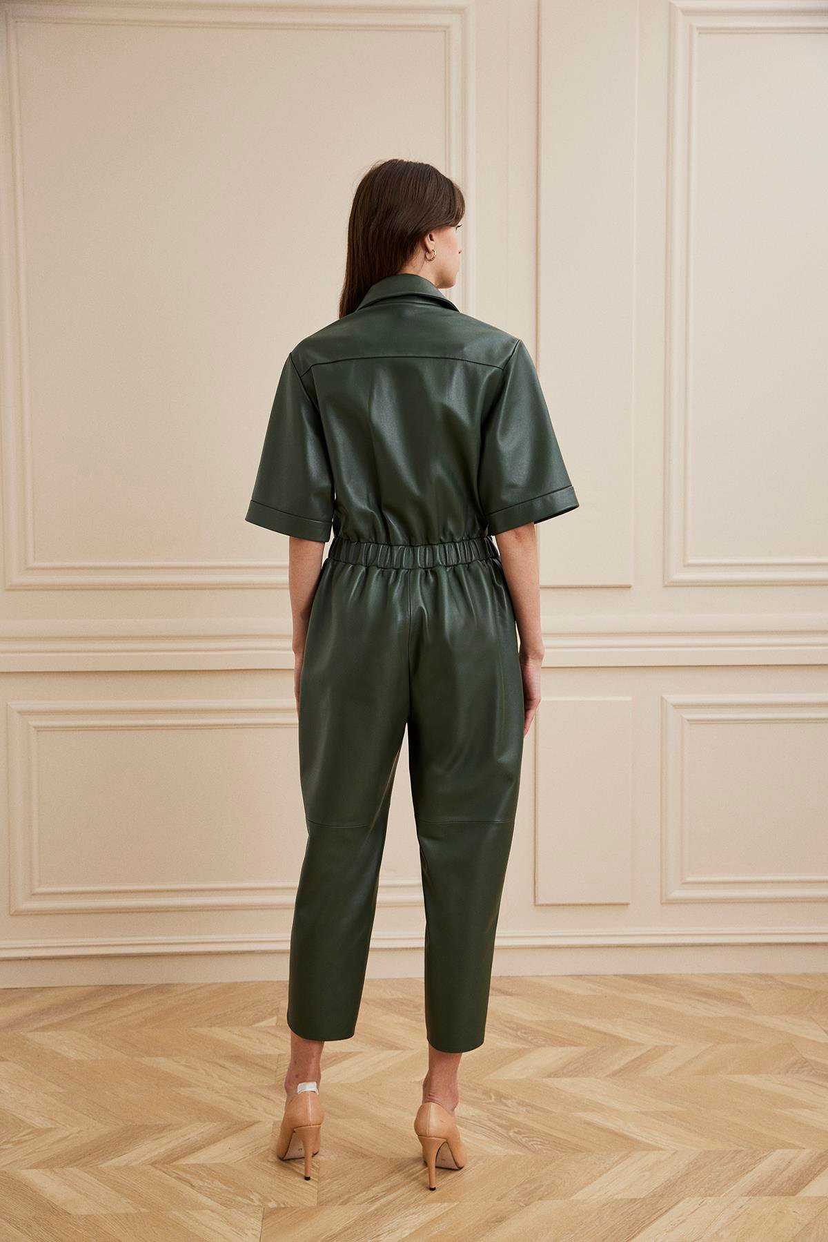 Shaky Women's Leather Overalls Olive