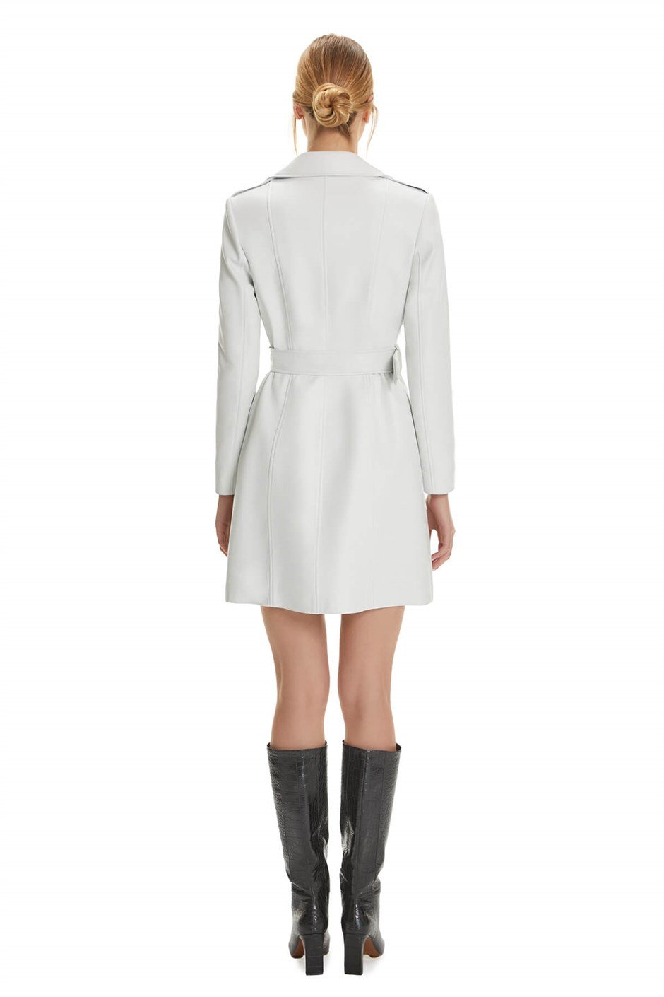 Shaky Women's Leather Short Coat  Beyaz