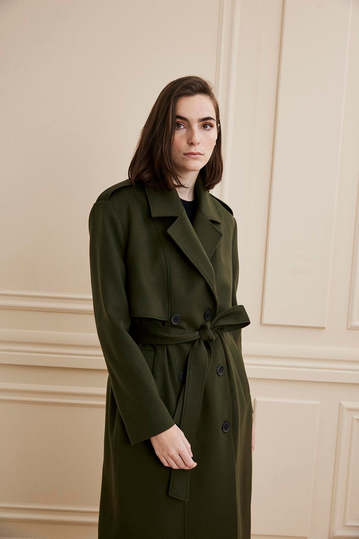 Shaky Women's Loro Piana 100% Cashmere Fabric Coat Khaki Green