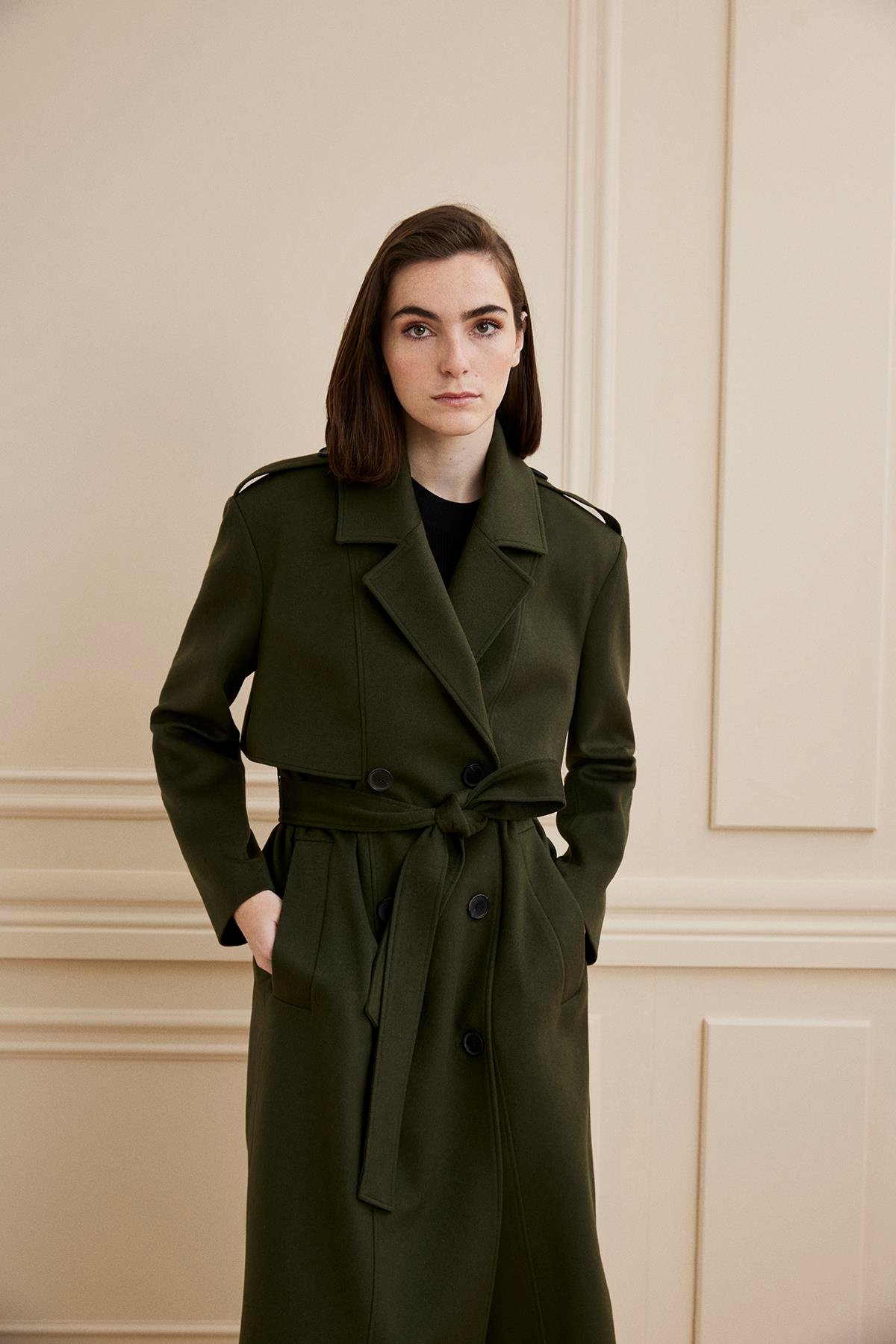 Shaky Women's Loro Piana 100% Cashmere Fabric Coat Khaki Green