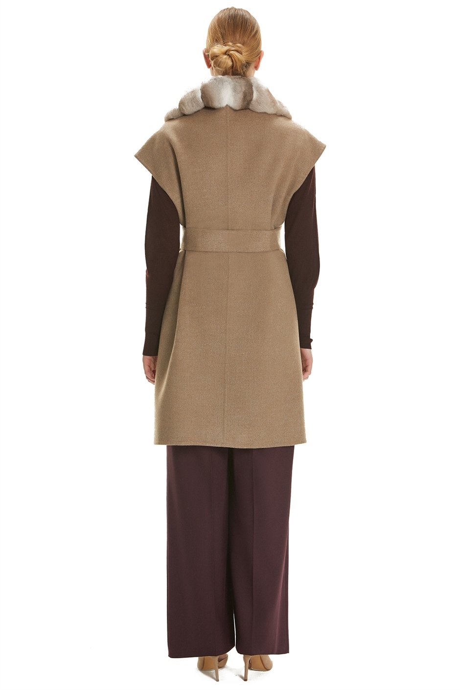 Shaky Women's Loro Piana 100% Wool Fabric Waistcoat with Chinchilla trimming