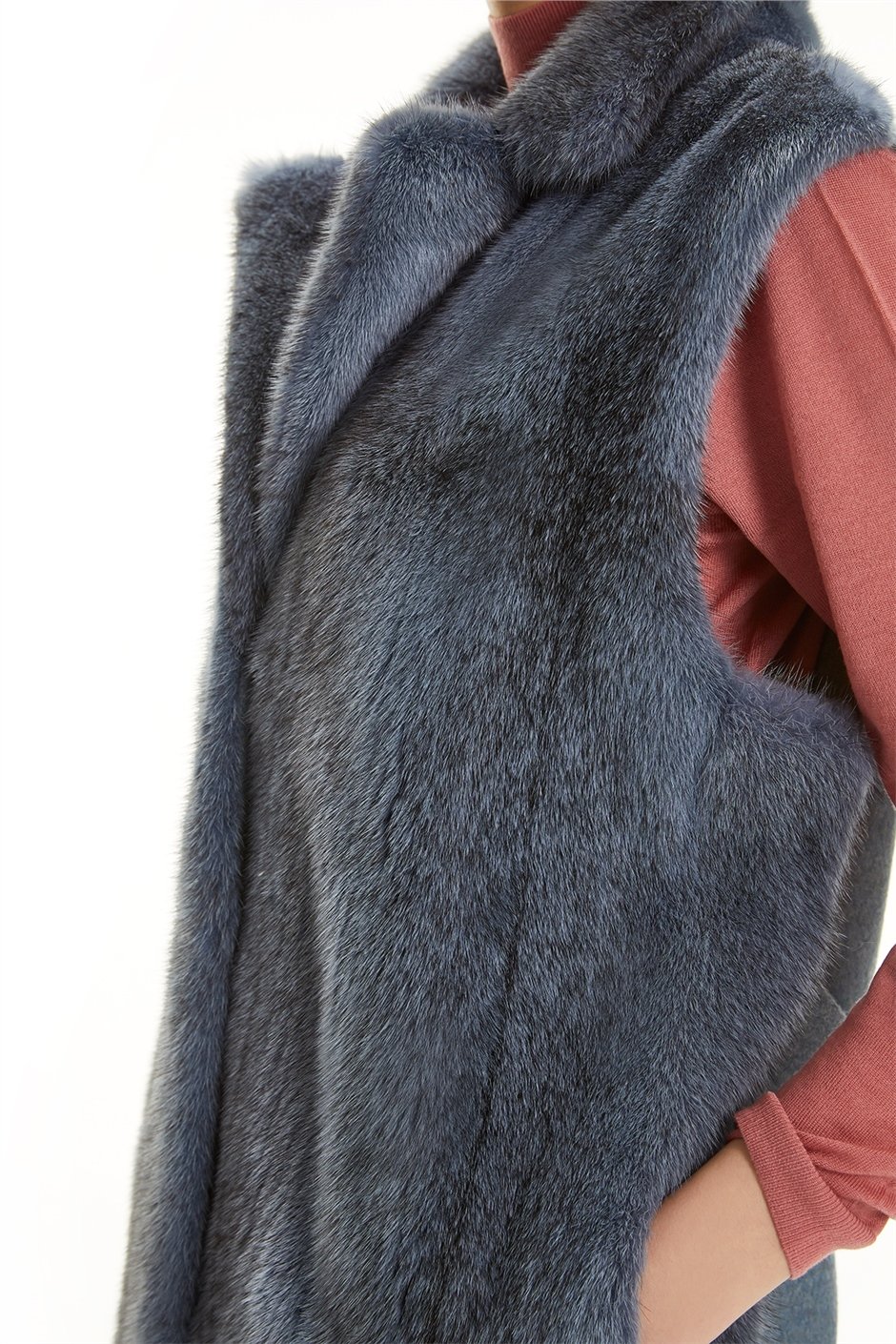 Shaky Women's Loro Piana 100% Wool Fabric Coat with Mink trimming Waistcoat