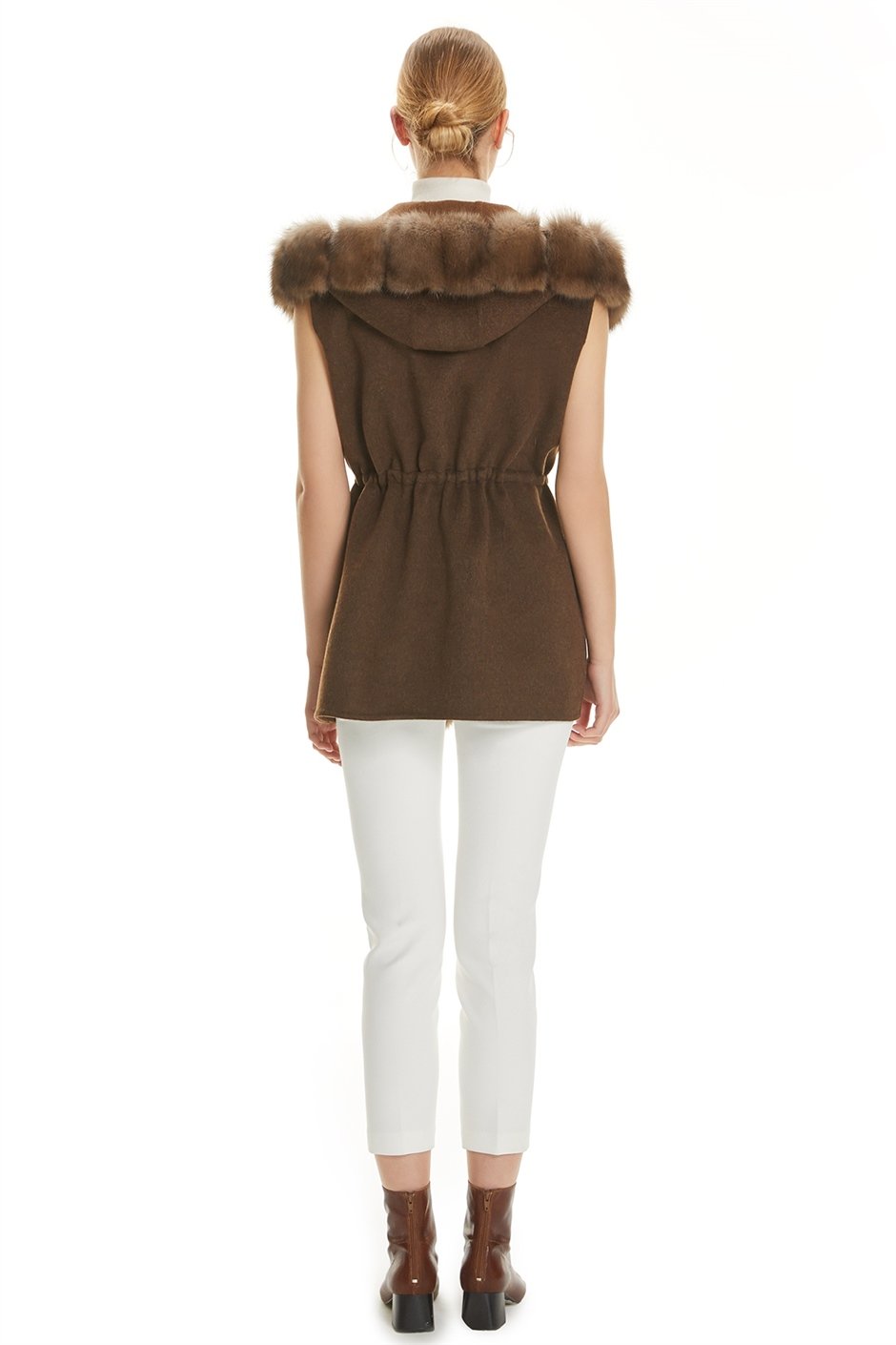 Shaky Women's Loro Piana 100% Wool Fabric Waistcoat with Sable trimming