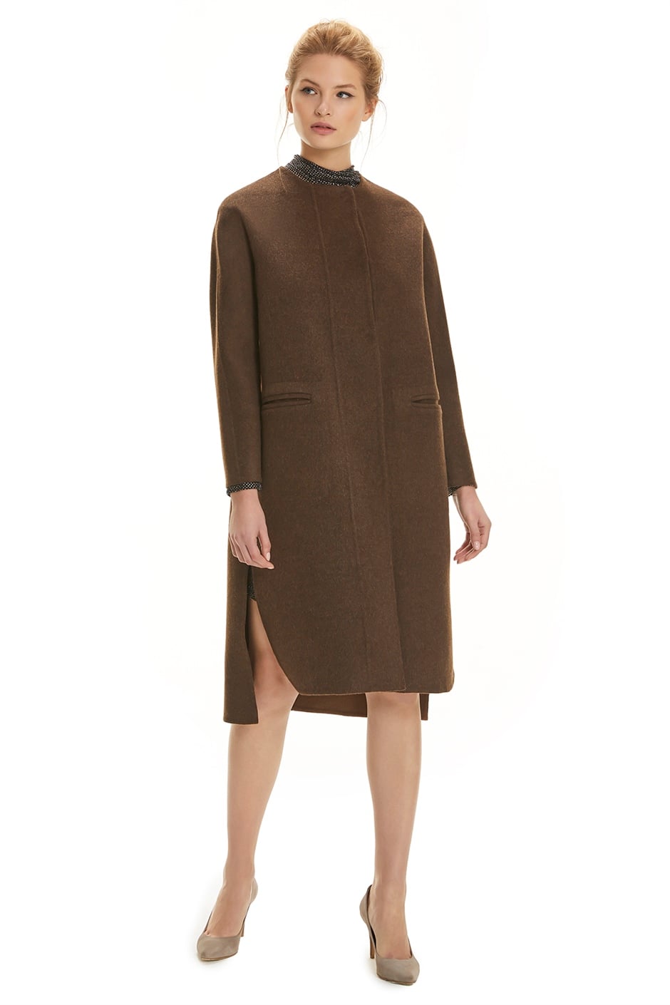 Shaky Women's Loro Piana 100% Wool Fabric Short Coat with Mink,Chinchilla trimming