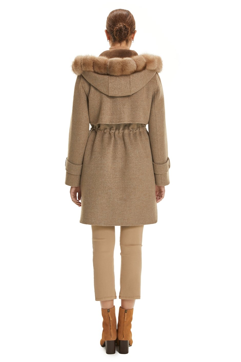 Shaky Women's Loro Piana 100% Wool Fabric Short Coat with Mink,Sable trimming