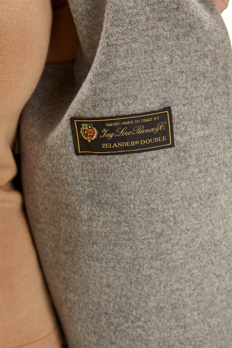 Shaky Women's Loro Piana 100% Wool Fabric Jacket with Sable trimming Camel/Grey